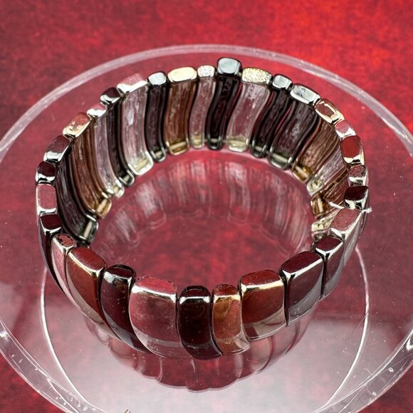 NINE WEST BRACELET CHUNKY GEOMETRIC METAL SILVER COPPER BLACK - Picture 6 of 7